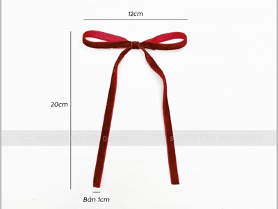 Nơ đỏ mini vải nhung xịn bản 1cm [Cute] PK-NO-06